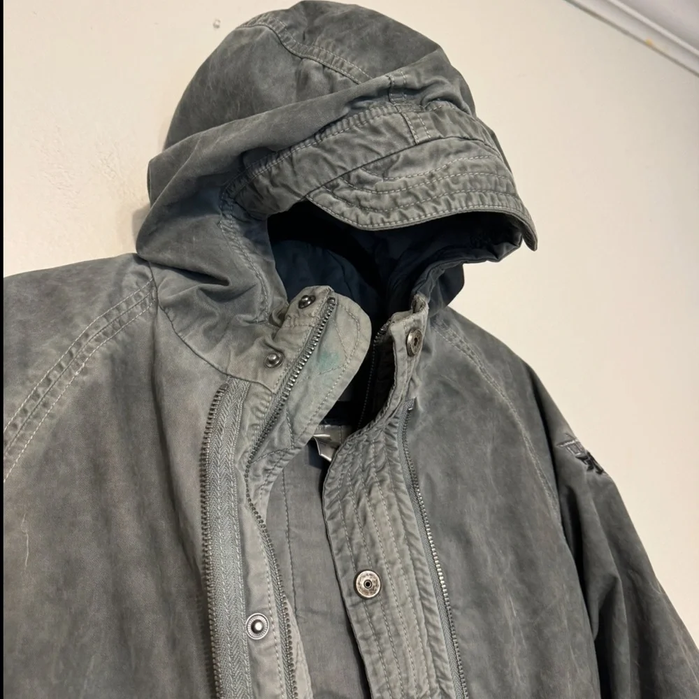 Diesel Vintage Distressed Army Green Winter Hooded Puffer Jacket Size 10